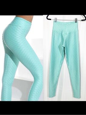 Booty By Brabants Chrome High Waisted Tik Tok Leggings: Seafoam Tiffany Green